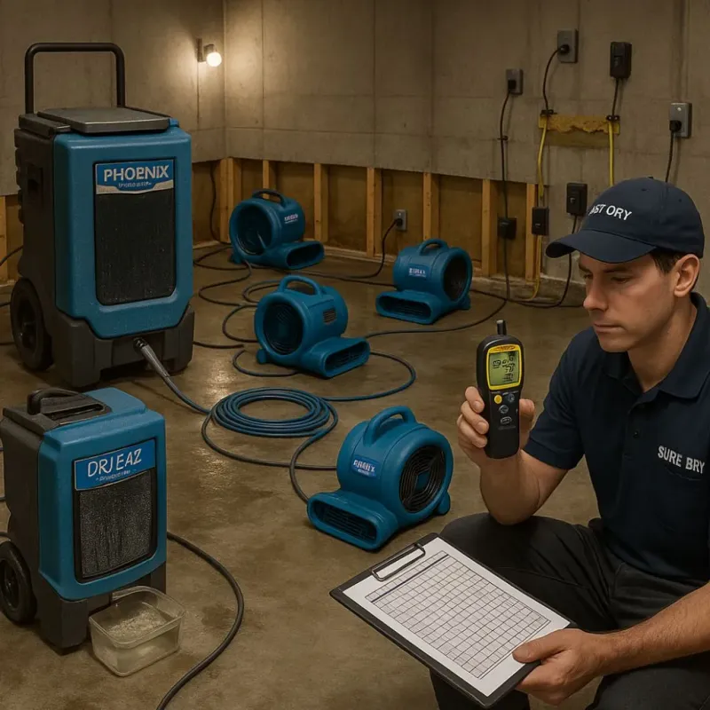 Structural Drying and Dehumidification process in White Oak, TX
